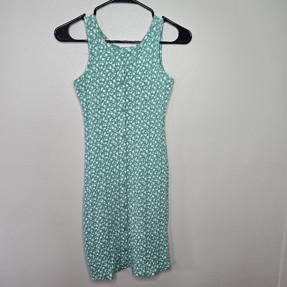Art Class Green Floral Kids Dress